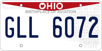 OH license plate GLL6072