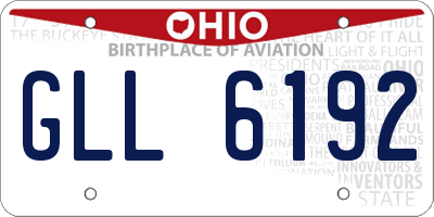 OH license plate GLL6192