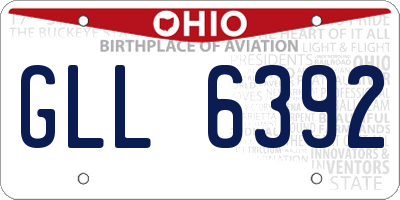 OH license plate GLL6392