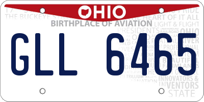 OH license plate GLL6465