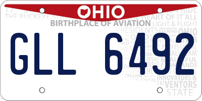 OH license plate GLL6492