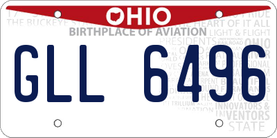 OH license plate GLL6496