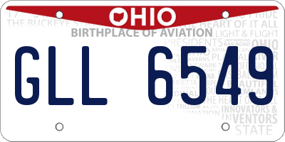 OH license plate GLL6549