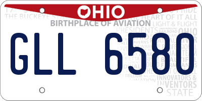 OH license plate GLL6580