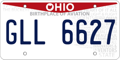 OH license plate GLL6627