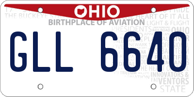 OH license plate GLL6640