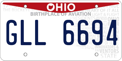 OH license plate GLL6694