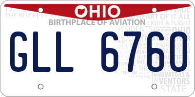 OH license plate GLL6760
