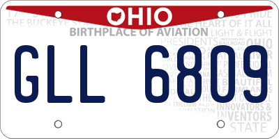 OH license plate GLL6809