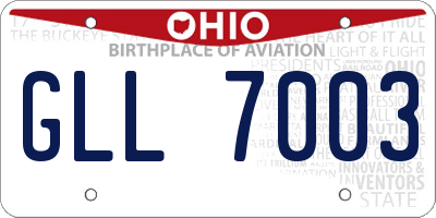 OH license plate GLL7003