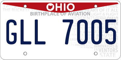OH license plate GLL7005