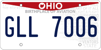 OH license plate GLL7006