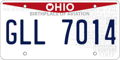 OH license plate GLL7014