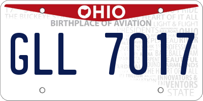 OH license plate GLL7017