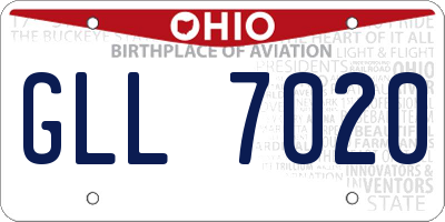 OH license plate GLL7020