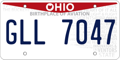 OH license plate GLL7047