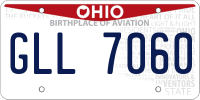 OH license plate GLL7060