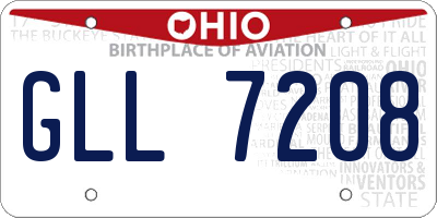 OH license plate GLL7208