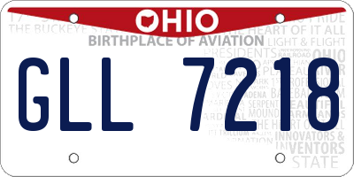 OH license plate GLL7218