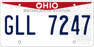 OH license plate GLL7247