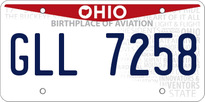 OH license plate GLL7258