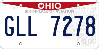 OH license plate GLL7278