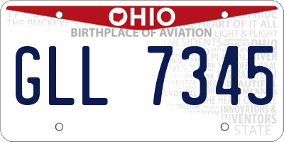 OH license plate GLL7345