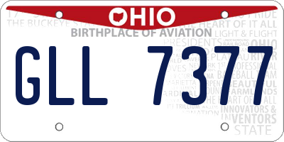 OH license plate GLL7377