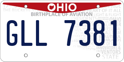 OH license plate GLL7381