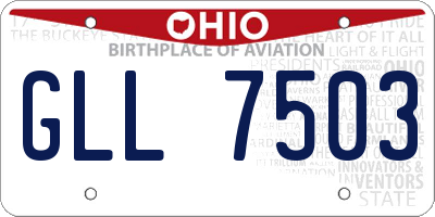 OH license plate GLL7503