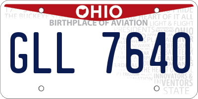 OH license plate GLL7640