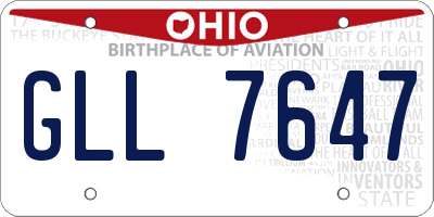 OH license plate GLL7647