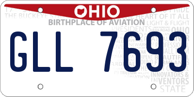 OH license plate GLL7693