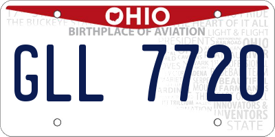 OH license plate GLL7720