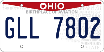 OH license plate GLL7802