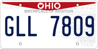 OH license plate GLL7809