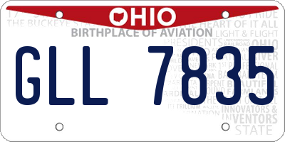 OH license plate GLL7835