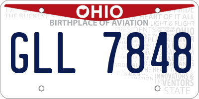 OH license plate GLL7848