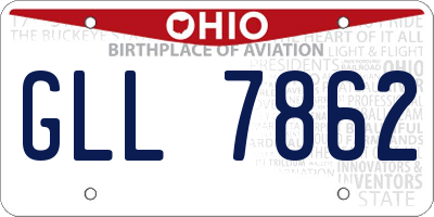OH license plate GLL7862