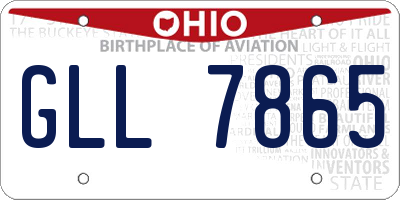OH license plate GLL7865