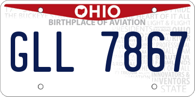 OH license plate GLL7867