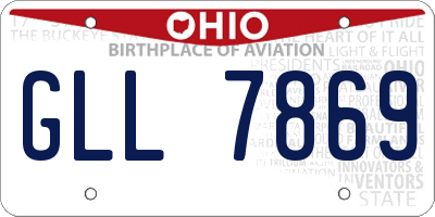 OH license plate GLL7869