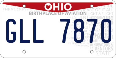 OH license plate GLL7870