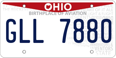 OH license plate GLL7880