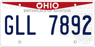 OH license plate GLL7892