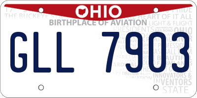 OH license plate GLL7903