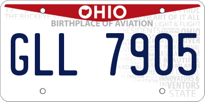 OH license plate GLL7905