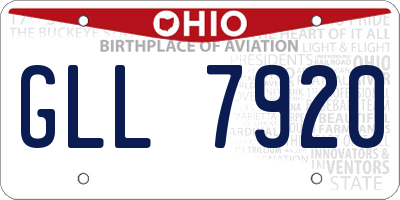 OH license plate GLL7920