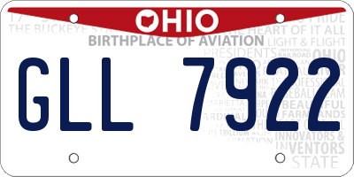OH license plate GLL7922