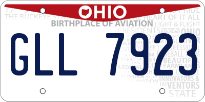 OH license plate GLL7923